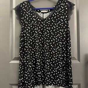 Maurices Black & White Polka Dot Sleeveless Blouse